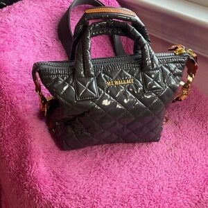 MZ Wallace Shiny Gray Quilted Mini Bag